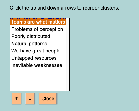 Reordering clusters